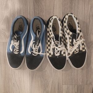 Vans Mens Blue and Checkered Sneakers Both Sold Together Size 10